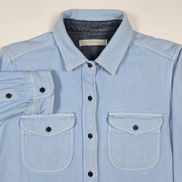 Outerknown Tops - Outerknown Blanket Shirt Womens M/L  Blue Organic Cotton Flannel Heavy Logo